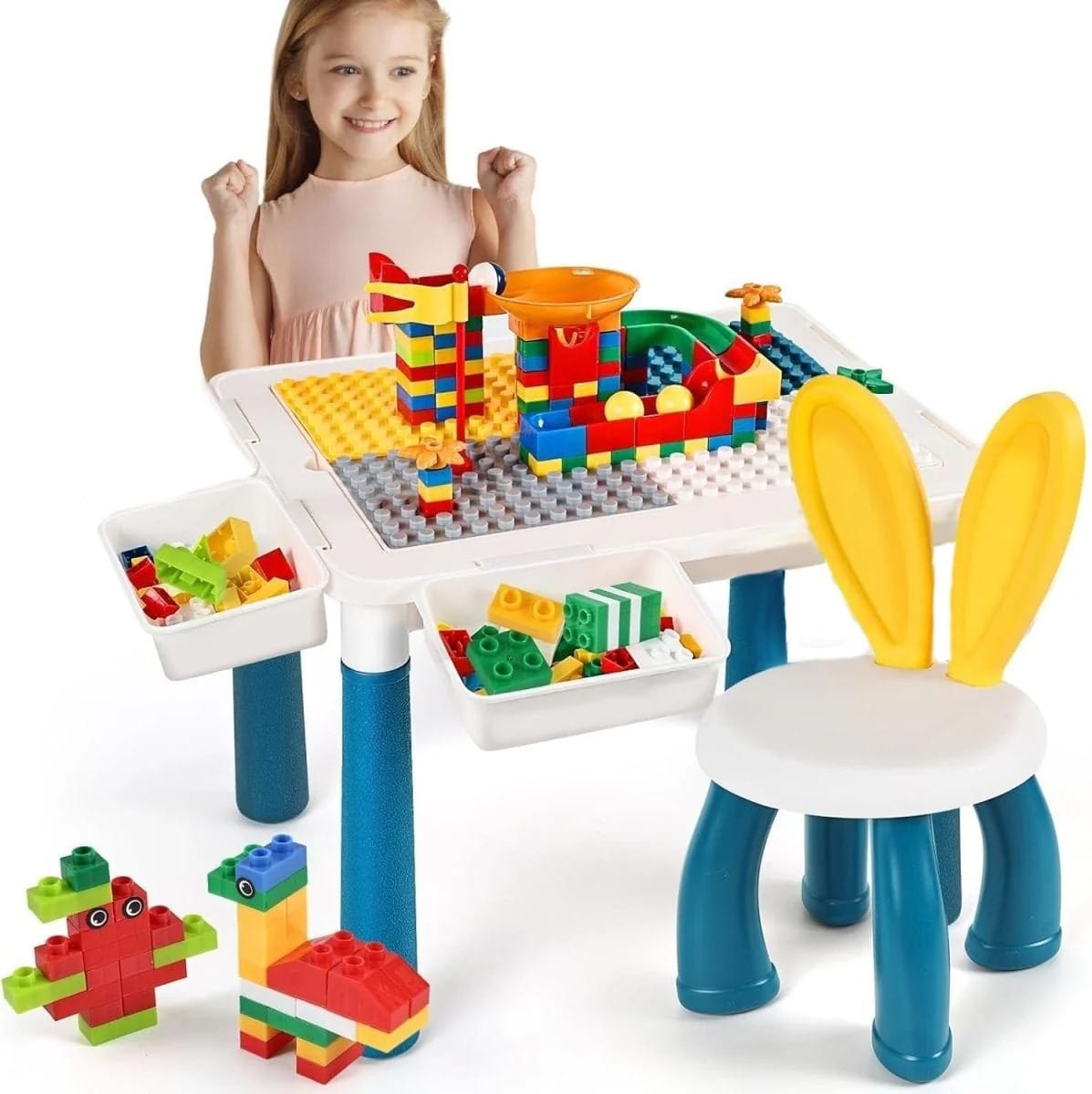 Kids Building Blocks Table With Chair – Multi-Functional Play Set