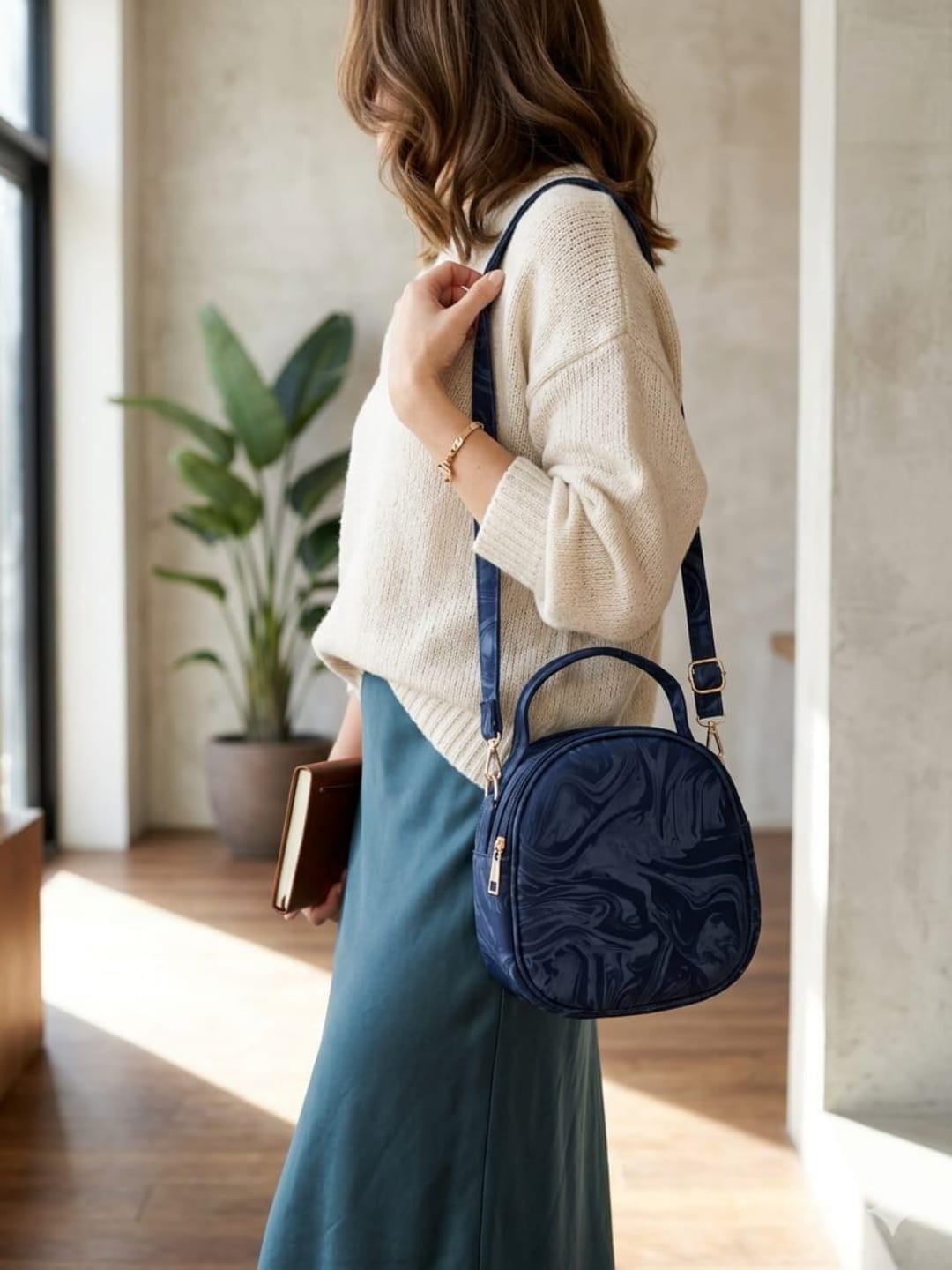 Marble Gloss Mini Crossbody Handbag